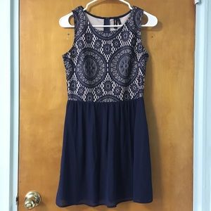 NWT Want and Need Navy Illusion Cocktail Dress